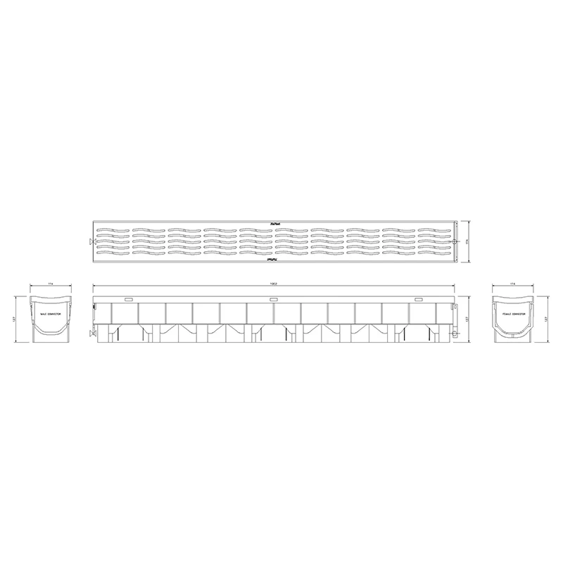 Set of three 1 m channels for use with garage doors