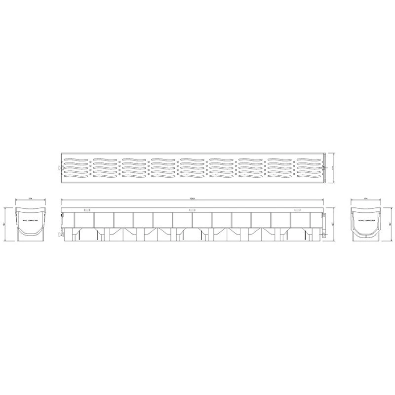 set of 3 channels 3 m for use across a garage door