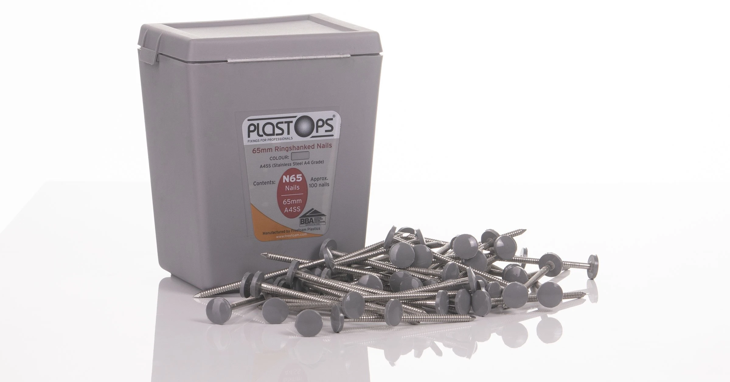 Fascia board nails 65 mm light grey