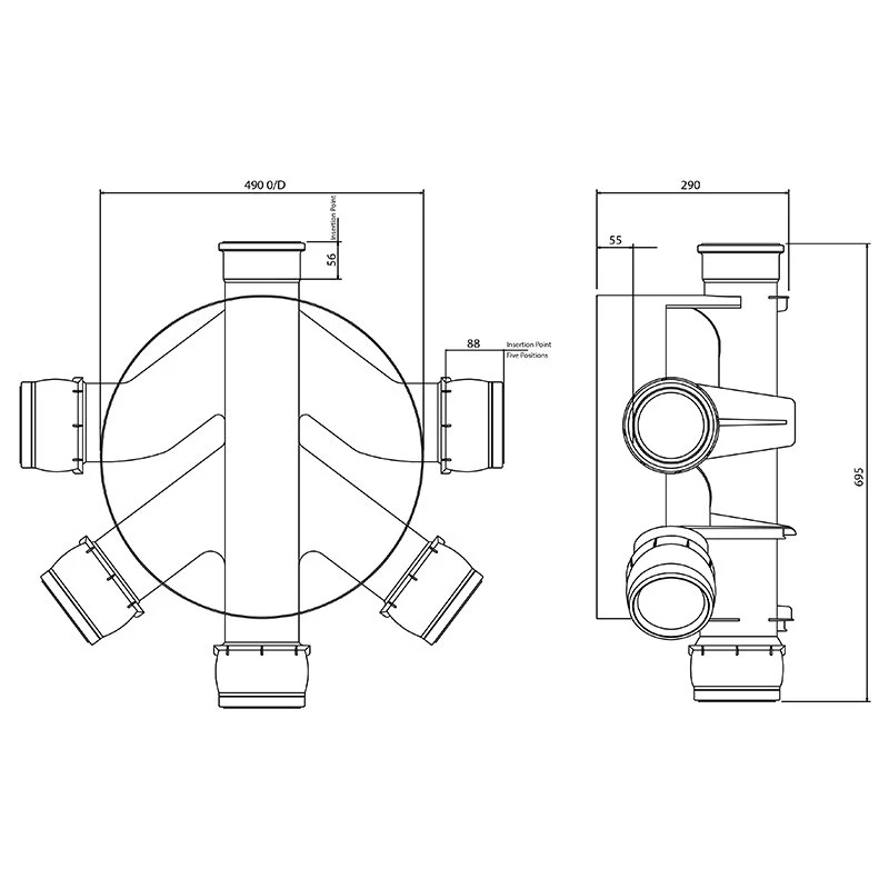 5 Inlet chamber manhole base in plastic 