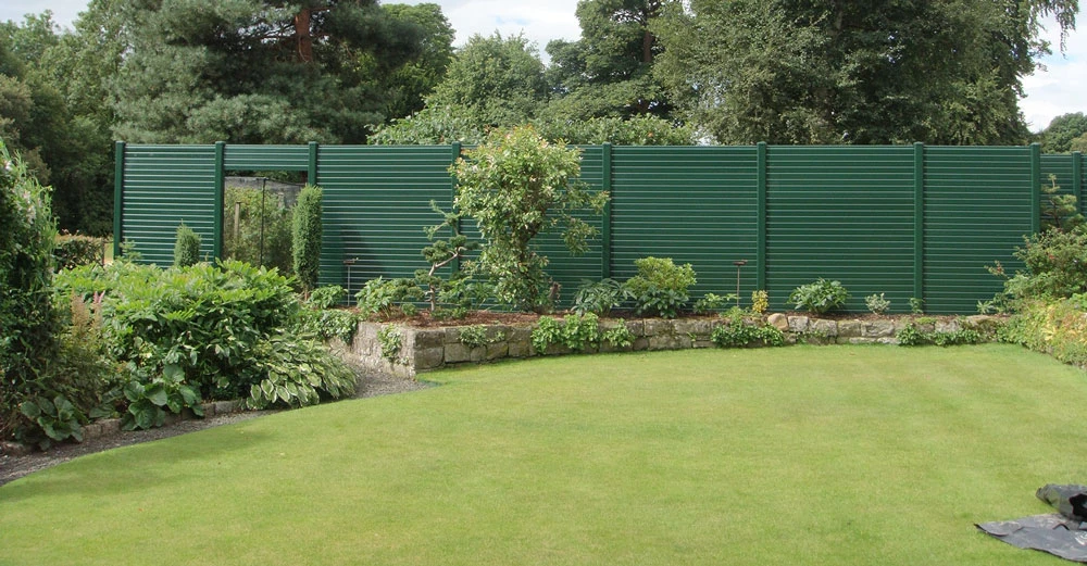 Show a fence with the panels. Each panel is 300mm high they interlock into each other and slot into the fence post