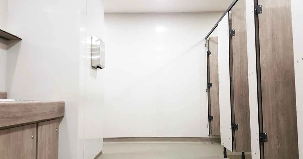 White hygienic wall cladding with matching trims