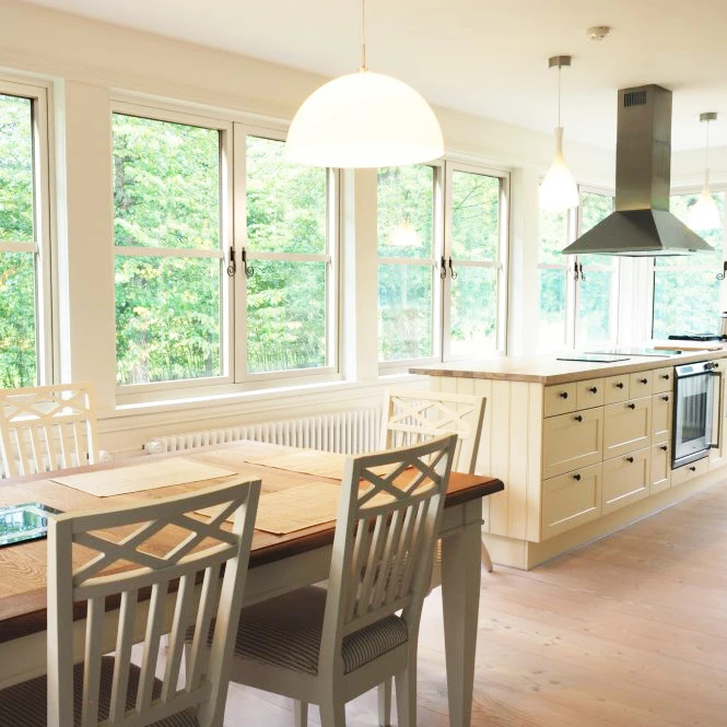 Shows internal view of the Prestige windows in a kitchen
