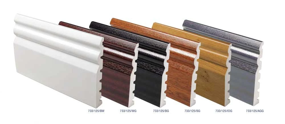 Plastic skirting boards gloss finish in UPVC for finishing floors