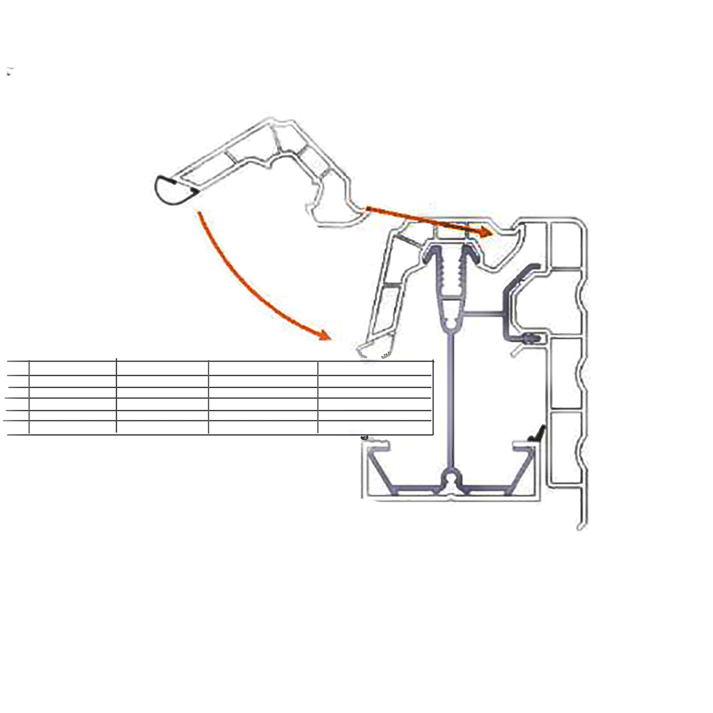 Shows the top trim and how it clips into place